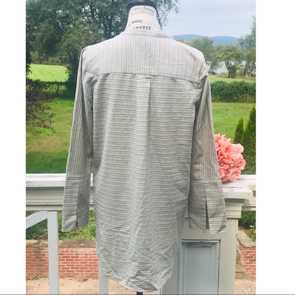 MADEWELL Gray Texture Striped Split Cuff Shirt Sm - Picture 3 of 8